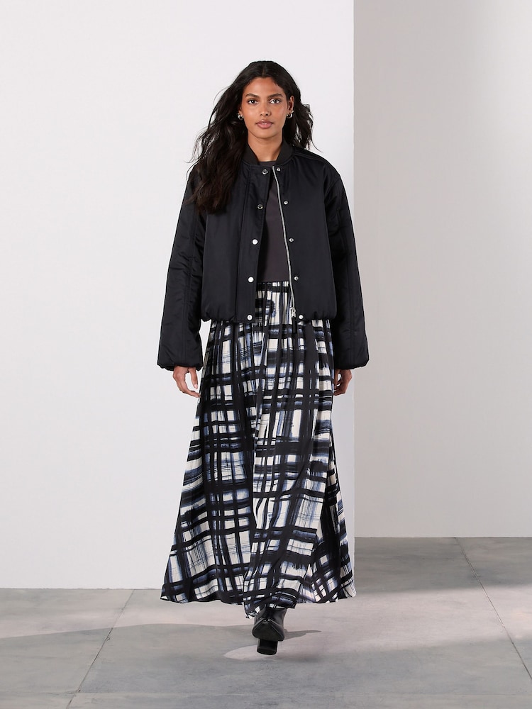 Cream/Dəniz Yoxlanması - Atlaz qatlı Maxi Ətək - 8şəkildən 2 şəkil