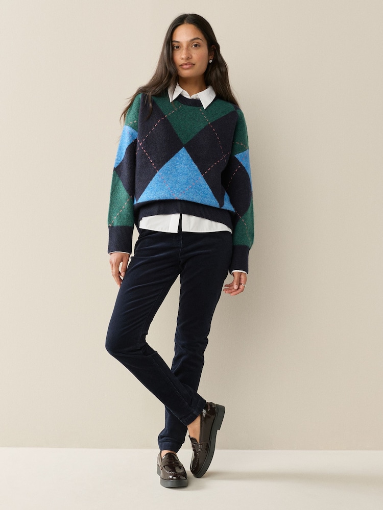 Navy Blue Corduroy Skinny Trousers - Image 2 of 9 Navy Blue Corduroy Skinny Trousers - Image 2 of 9