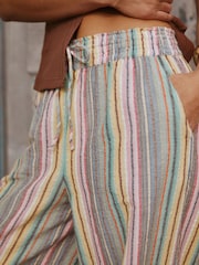 Multi-Coloured Stripe Pull On Wide Leg Trousers - Image 4 of 7