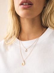Gold Tone Sparkle Petal Layered Necklace - Image 1 of 6