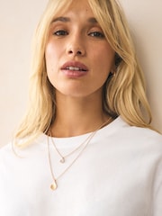Gold Tone Sparkle Petal Layered Necklace - Image 3 of 6