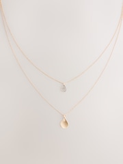 Gold Tone Sparkle Petal Layered Necklace - Image 4 of 6