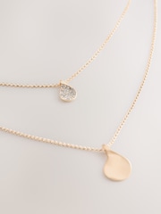 Gold Tone Sparkle Petal Layered Necklace - Image 5 of 6