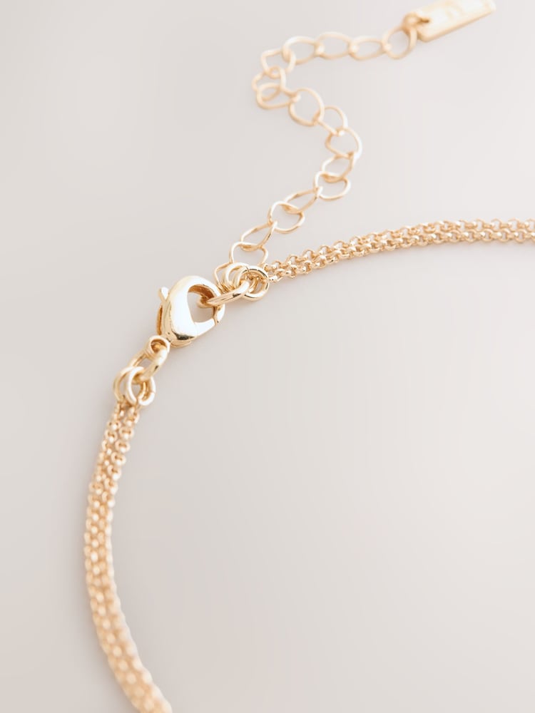 Gold Tone Sparkle Petal Layered Necklace - Image 6 of 6