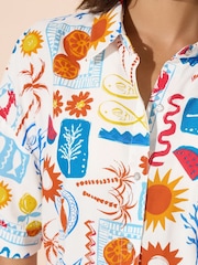 PixieGirl Petite Blue Postcard Short Sleeve 100% Cotton Shirt - Image 5 of 6