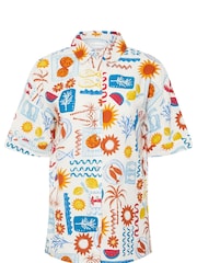 PixieGirl Petite Blue Postcard Short Sleeve 100% Cotton Shirt - Image 6 of 6