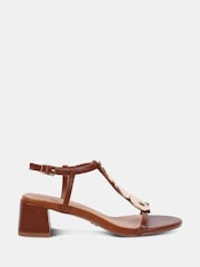 Novo Brown MAGDA Hardware Detail Block Heel Sandals - Image 3 of 7