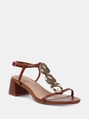 Novo Brown MAGDA Hardware Detail Block Heel Sandals - Image 4 of 7