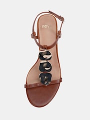 Novo Brown MAGDA Hardware Detail Block Heel Sandals - Image 7 of 7