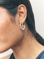 Gold Tone Crossover Hoop Earrings - Image 4 of 7