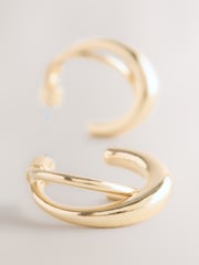 Gold Tone Crossover Hoop Earrings - Image 6 of 7