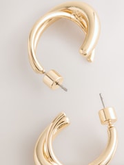 Gold Tone Crossover Hoop Earrings - Image 7 of 7