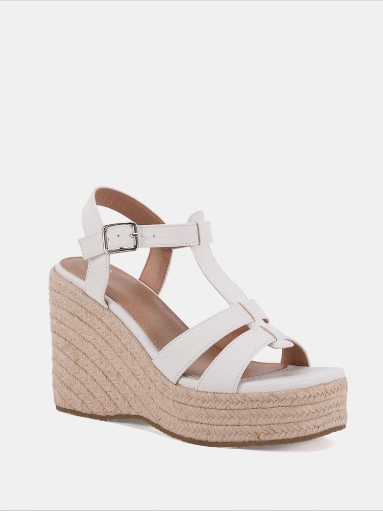 Weiß - Novo BEATRIX Tbar Wedge Espadrille Sandals - Bild 2 von 6 Weiß - Novo BEATRIX Tbar Wedge Espadrille Sandals - Bild 2 von 6