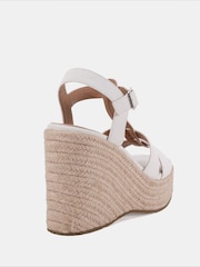 Novo White Wide Fit BEATRIX Tbar Wedge Espadrille Sandals - Image 4 of 6
