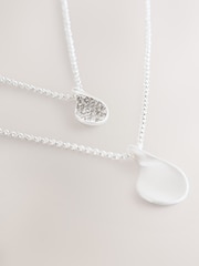 Silver Tone Sparkle Petal Layered Necklace - Image 5 of 6