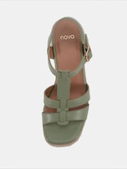 Grün - Novo BEATRIX Tbar Wedge Espadrille Sandals - Bild 5 von 6