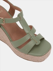Grün - Novo BEATRIX Tbar Wedge Espadrille Sandals - Bild 6 von 6