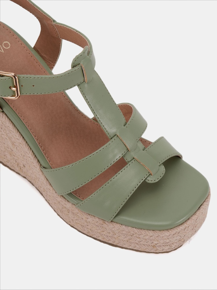 Grün - Novo BEATRIX Tbar Wedge Espadrille Sandals - Bild 6 von 6