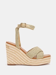 Novo Gold Wide Fit BELLA Woven Detail Wedge Sandals - Image 2 of 6