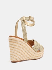 Novo Gold Wide Fit BELLA Woven Detail Wedge Sandals - Image 4 of 6