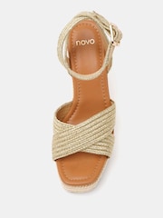 Novo Gold Wide Fit BELLA Woven Detail Wedge Sandals - Image 5 of 6