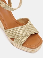 Novo Gold Wide Fit BELLA Woven Detail Wedge Sandals - Image 6 of 6