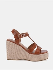 Braun - Novo BEATRIX Tbar Wedge Espadrille Sandals - Bild 3 von 7