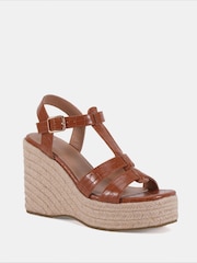 Braun - Novo BEATRIX Tbar Wedge Espadrille Sandals - Bild 4 von 7