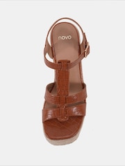 Braun - Novo BEATRIX Tbar Wedge Espadrille Sandals - Bild 7 von 7