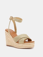 Novo Gold BELLA Woven Detail Wedge Sandals - Image 3 of 6