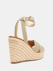 Novo Gold BELLA Woven Detail Wedge Sandals - Image 4 of 6