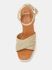 Novo Gold BELLA Woven Detail Wedge Sandals - Image 5 of 6