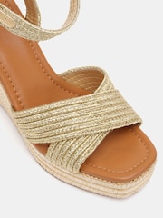 Novo Gold BELLA Woven Detail Wedge Sandals - Image 6 of 6