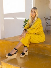 Novo Black BELLA Woven Detail Wedge Sandals - Image 2 of 7