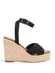 Novo Black BELLA Woven Detail Wedge Sandals - Image 3 of 7