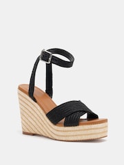 Novo Black BELLA Woven Detail Wedge Sandals - Image 4 of 7
