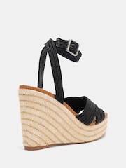 Novo Black BELLA Woven Detail Wedge Sandals - Image 5 of 7
