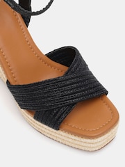 Novo Black BELLA Woven Detail Wedge Sandals - Image 7 of 7
