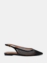 Novo Black CALLIE Mesh Point Slingback Flat Shoes - Image 2 of 6