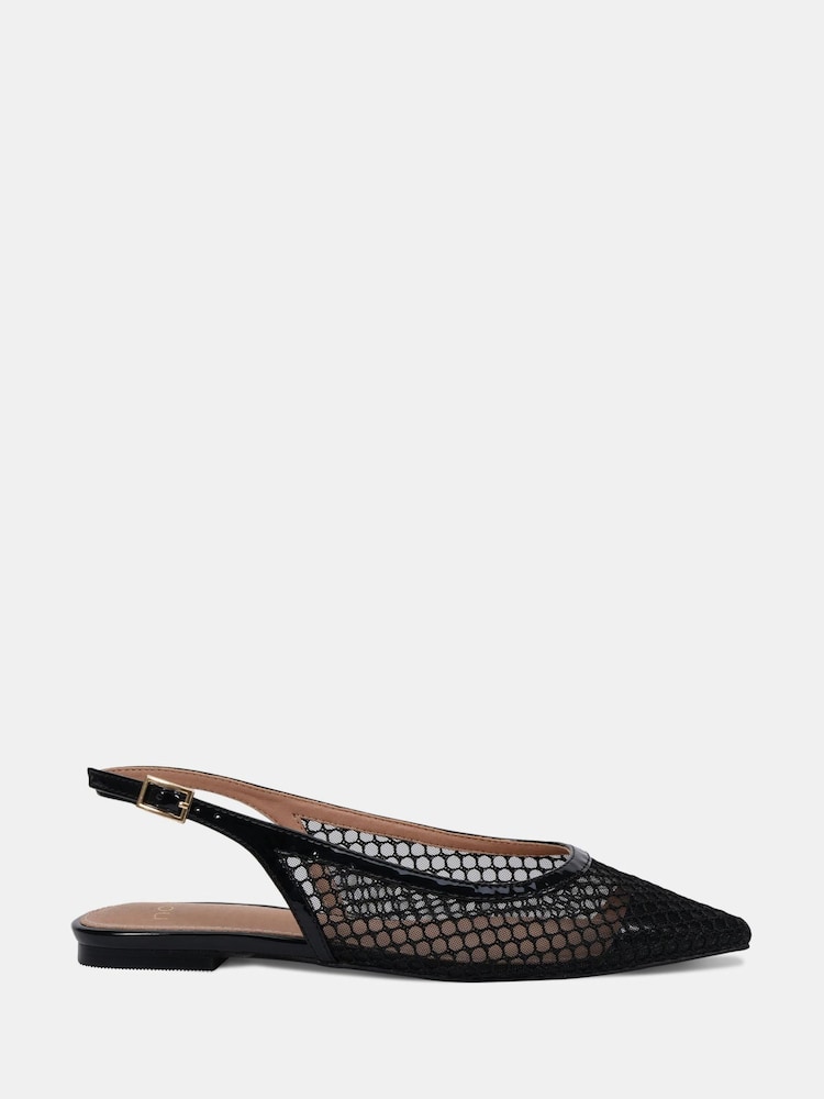 Novo Black CALLIE Mesh Point Slingback Flat Shoes - Image 2 of 6