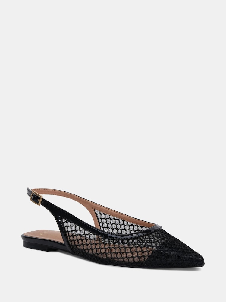 Novo Black CALLIE Mesh Point Slingback Flat Shoes - Image 3 of 6