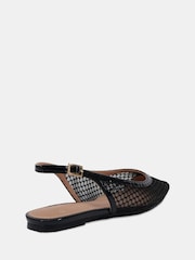 Novo Black CALLIE Mesh Point Slingback Flat Shoes - Image 4 of 6