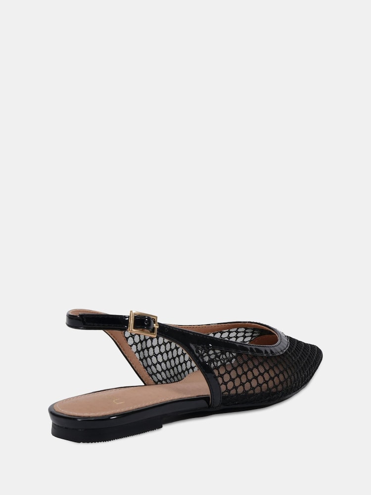 Novo Black CALLIE Mesh Point Slingback Flat Shoes - Image 4 of 6