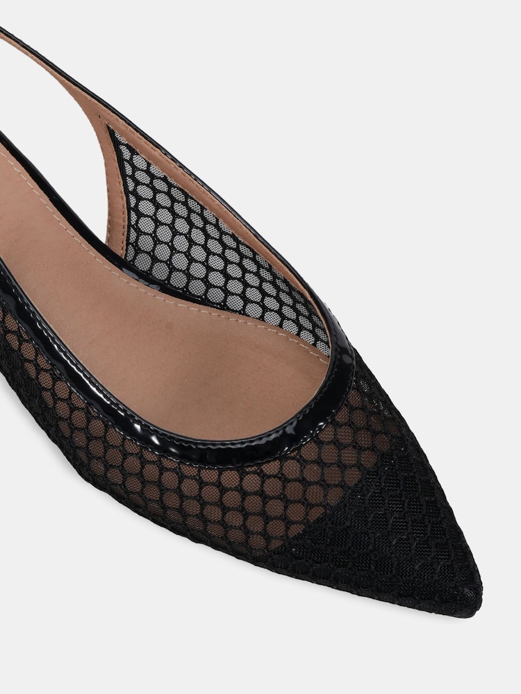 Novo Black CALLIE Mesh Point Slingback Flat Shoes - Image 6 of 6