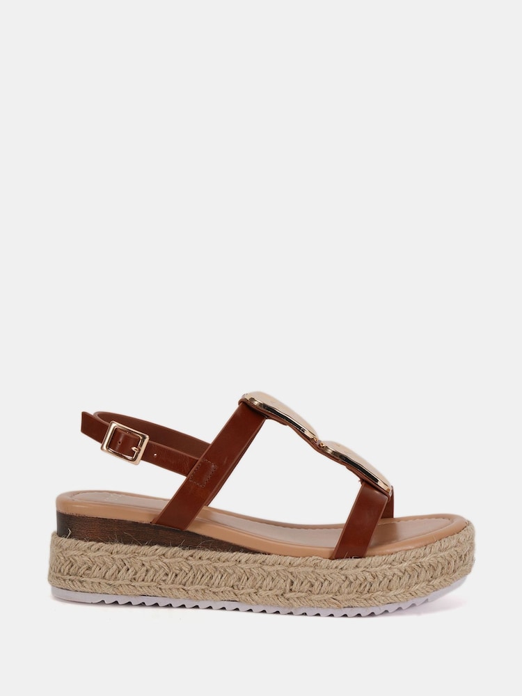 Braun - Novo SASKIA Hardware Detail Espadrille Flatform Sandals - Bild 2 von 6