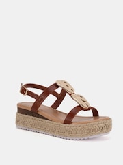 Braun - Novo SASKIA Hardware Detail Espadrille Flatform Sandals - Bild 3 von 6