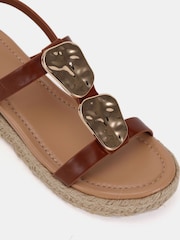 Braun - Novo SASKIA Hardware Detail Espadrille Flatform Sandals - Bild 6 von 6