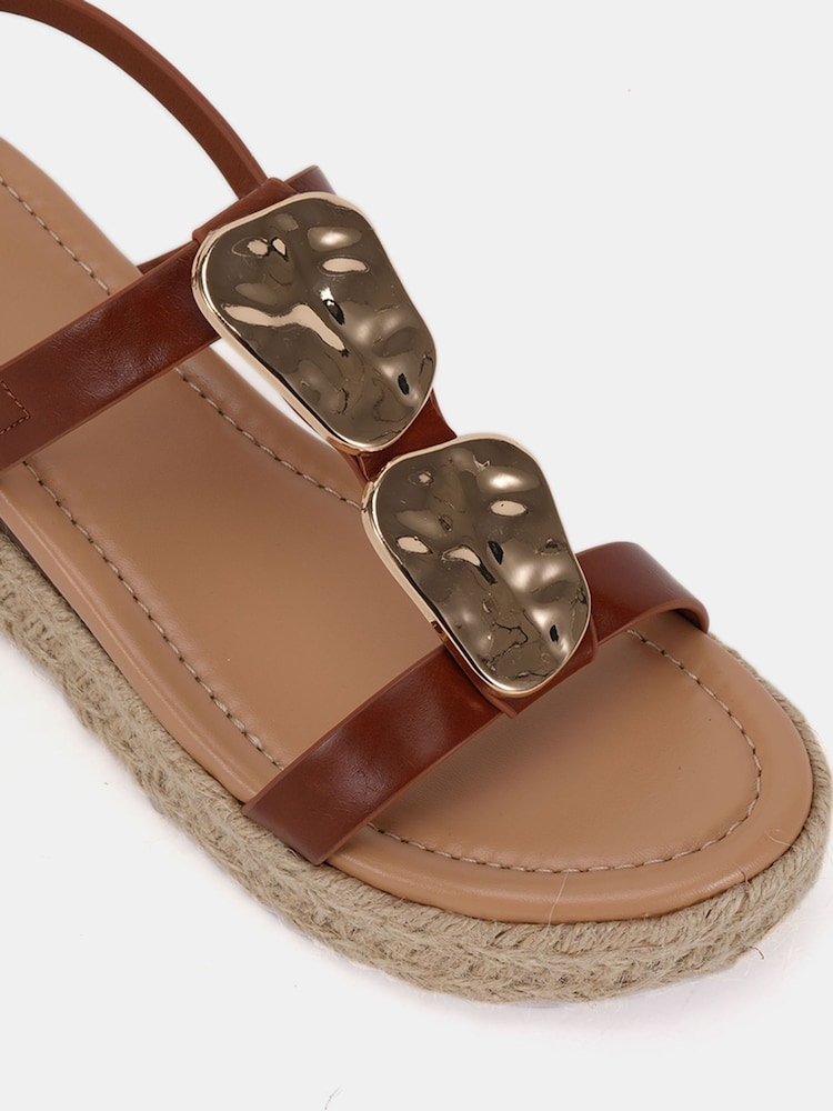 Braun - Novo SASKIA Hardware Detail Espadrille Flatform Sandals - Bild 6 von 6 Braun - Novo SASKIA Hardware Detail Espadrille Flatform Sandals - Bild 6 von 6