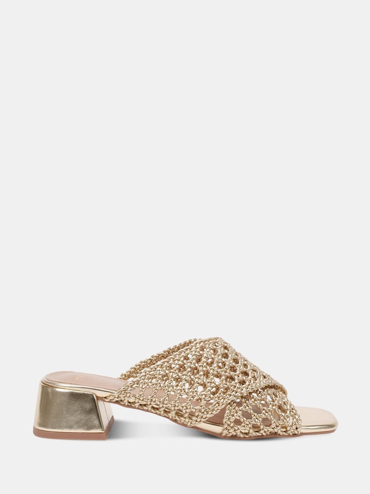 Novo Gold MILLY Woven Block Heel Mules - Image 2 of 6 Novo Gold MILLY Woven Block Heel Mules - Image 2 of 6