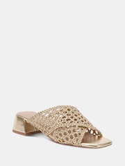 Novo Gold MILLY Woven Block Heel Mules - Image 3 of 6